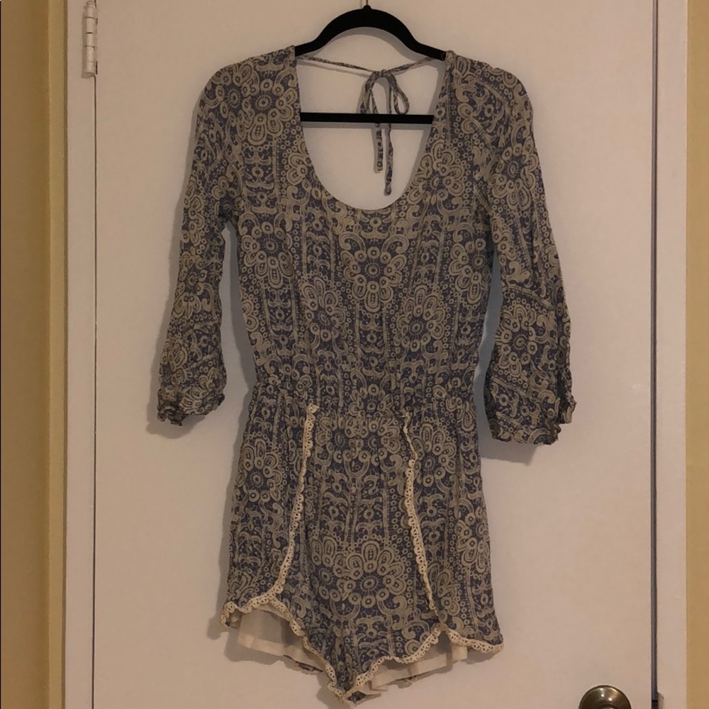Aqua long sleeve romper